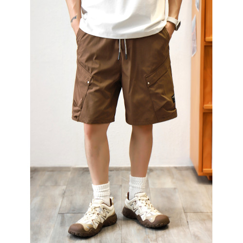 冰孔透氣戶外機能風口袋輕薄工裝短褲男士休閒褲夏季寬鬆五分褲子