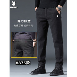 花花公子加絨褲子男2025新款寬鬆直筒商務大碼冬季保暖加厚休閒褲