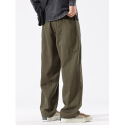 August美式潮牌加絨彎刀牛仔褲子男款秋冬寬鬆直筒男士休閒長褲男