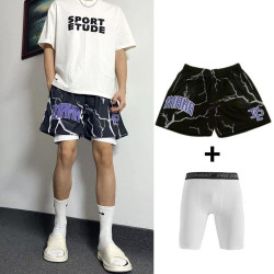 美式潮牌IP籃球短褲男不過膝寬鬆休閒潮流四分透氣速乾運動訓練褲