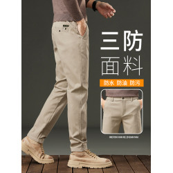 黑科技三防秋冬純棉褲子男士卡其色直筒休閒長褲2025秋季新款春秋