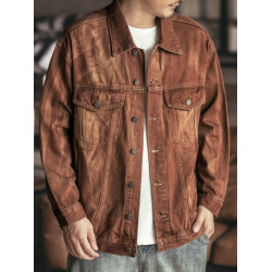 美式復古重磅工裝牛仔夾克男士春秋潮牌寬鬆大碼痞帥獵裝休閒外套