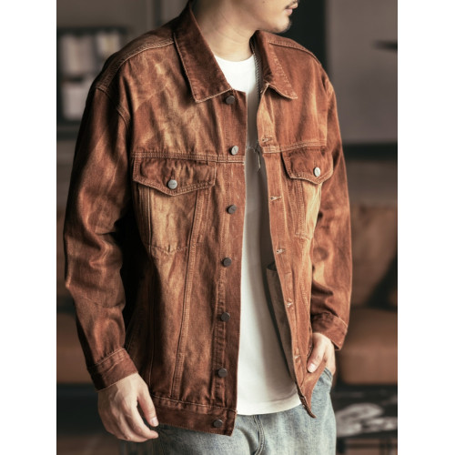 美式復古重磅工裝牛仔夾克男士春秋潮牌寬鬆大碼痞帥獵裝休閒外套