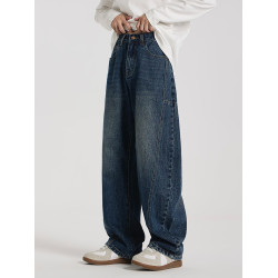 GCCDUPE77『陌上秋』100棉定染石磨洗時尚復古繭型舒適彎刀牛仔褲