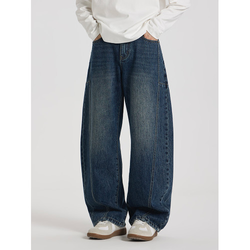 GCCDUPE77『陌上秋』100棉定染石磨洗時尚復古繭型舒適彎刀牛仔褲