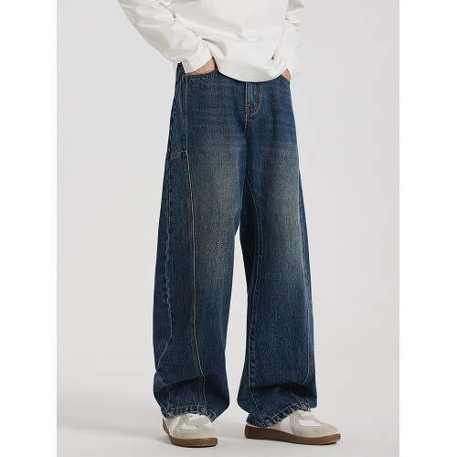 GCCDUPE77『陌上秋』100棉定染石磨洗時尚復古繭型舒適彎刀牛仔褲