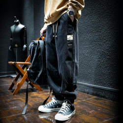 冬季加絨美式束腳牛仔褲男寬鬆潮牌美式褲子男士工裝褲大碼哈倫褲