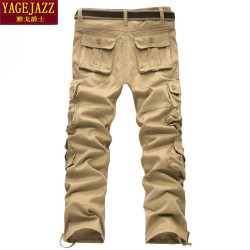 純棉多口袋工裝褲迷彩長褲運動褲男士寬鬆加大碼耐磨全棉休閒褲潮