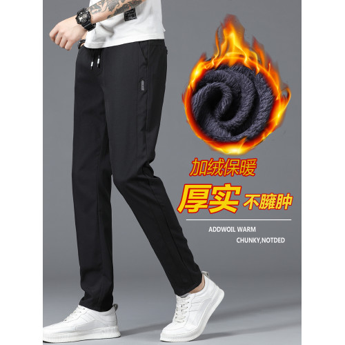 褲子男款2025秋冬新款休閒長褲男士運動褲加絨寬鬆直筒褲子男冬季