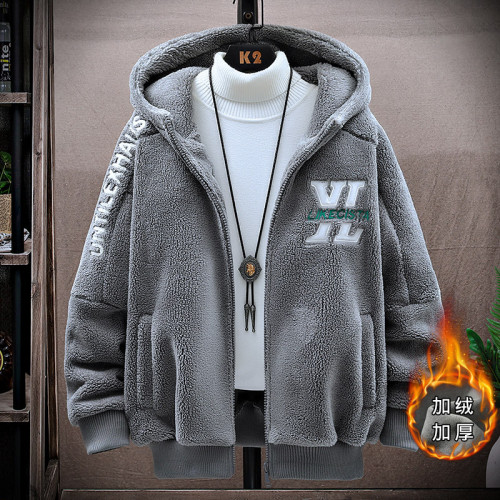 羊羔絨外套男潮流棉衣冬季加絨加厚防寒保暖羊羔毛棉服顆粒絨褂子