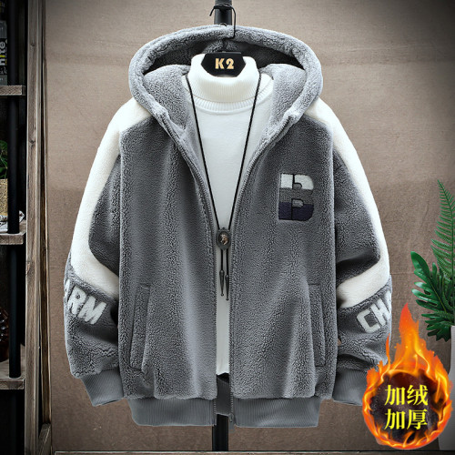 羊羔絨外套男潮流棉衣冬季加絨加厚防寒保暖羊羔毛棉服顆粒絨褂子