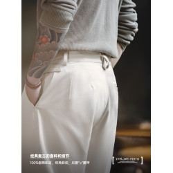 馬登工裝美式復古那不勒斯長褲紳士巴黎釦直筒休閒廓爾格西褲男春