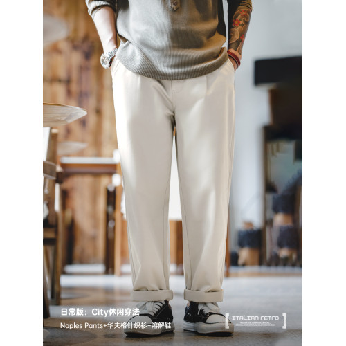 馬登工裝美式復古那不勒斯長褲紳士巴黎釦直筒休閒廓爾格西褲男春