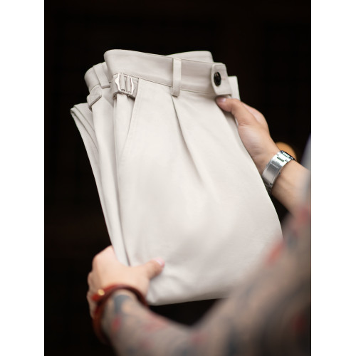 馬登工裝美式復古那不勒斯長褲紳士巴黎釦直筒休閒廓爾格西褲男春