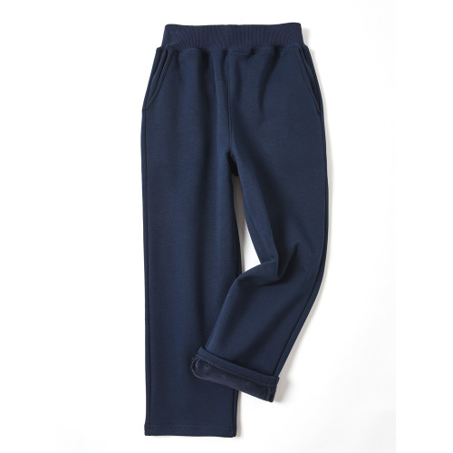 加絨校服褲子藏青色小學生初中秋冬季校褲男童女童兒童藍色運動褲