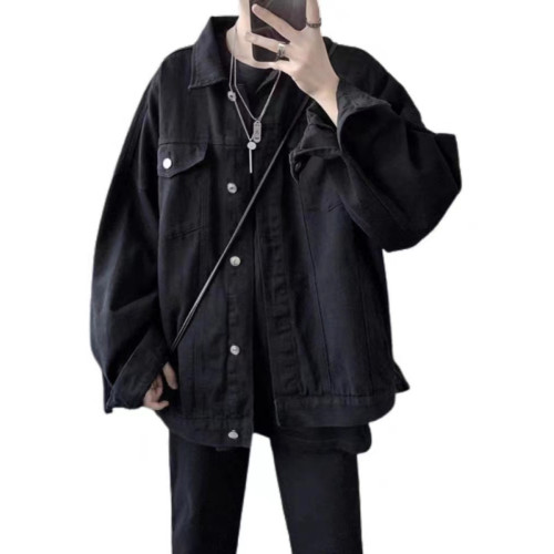 痞帥牛仔外套男款潮牌秋冬百搭褂子帥氣vibe加絨加厚美式短款夾克