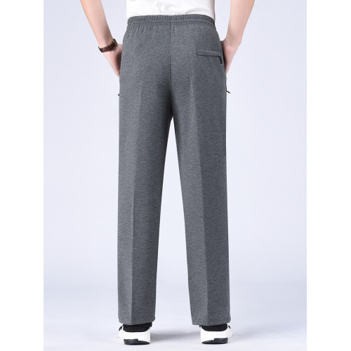 中老年運動褲男士春秋季寬鬆爸爸裝老年人加絨加厚松緊高腰長褲子