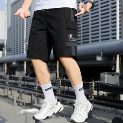 工裝短褲男夏季薄款寬鬆2025潮牌男裝外穿冰絲休閒男士五分中褲子