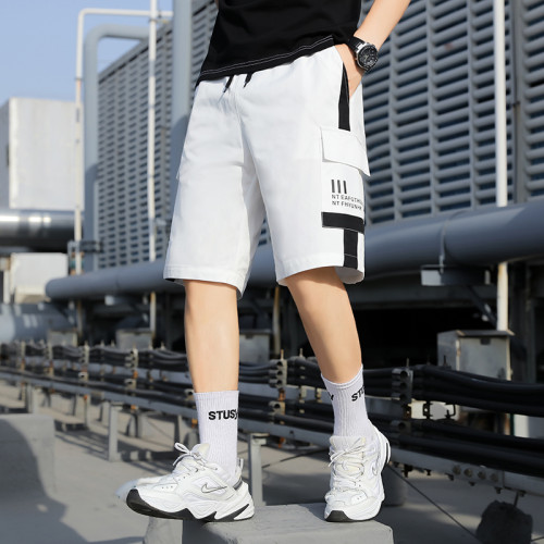 工裝短褲男夏季薄款寬鬆2025潮牌男裝外穿冰絲休閒男士五分中褲子