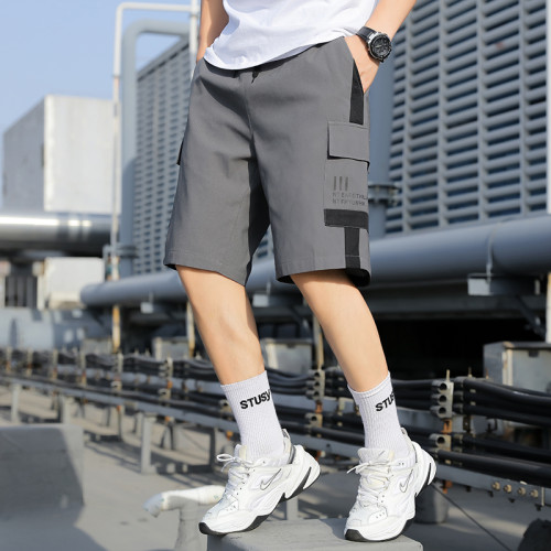 工裝短褲男夏季薄款寬鬆2025潮牌男裝外穿冰絲休閒男士五分中褲子