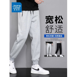 真維斯秋冬季休閒褲子男款寬鬆束腳加絨衛褲男士2025新款運動長褲