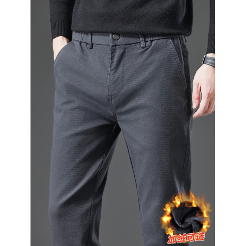 休閒褲男士松緊腰2025年秋冬新款直筒修身男裝加絨加厚保暖長褲子