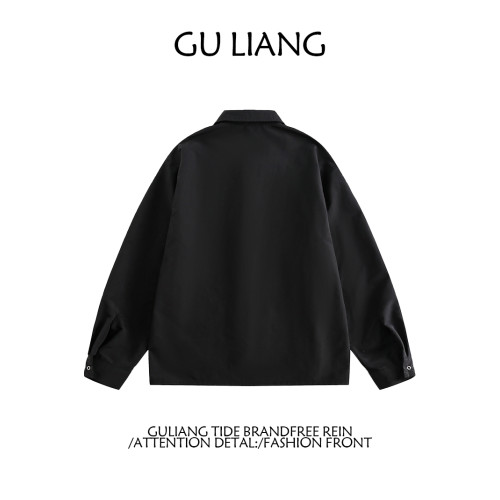 GU LIANG「設計師品牌」/男女同款/小衆國潮純色中式盤釦百搭襯衫