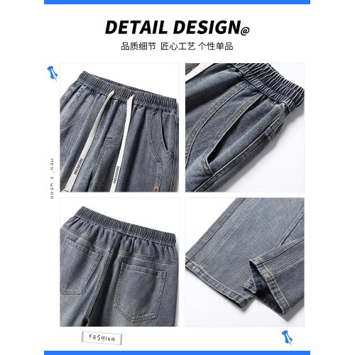 真維斯寬鬆直筒牛仔褲男秋冬季水洗復古美式潮牌黑色加絨休閒褲子