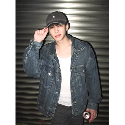 cleanfit美式復古牛仔外套男春季新款水洗繙領工裝夾克潮牌男穿搭