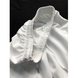 華夫格白色運動短褲男女夏季薄款純色寬鬆休閒濶腿褲男五分褲男款