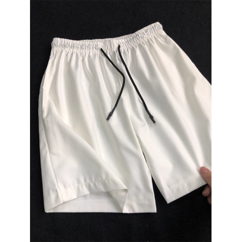 華夫格白色運動短褲男女夏季薄款純色寬鬆休閒濶腿褲男五分褲男款