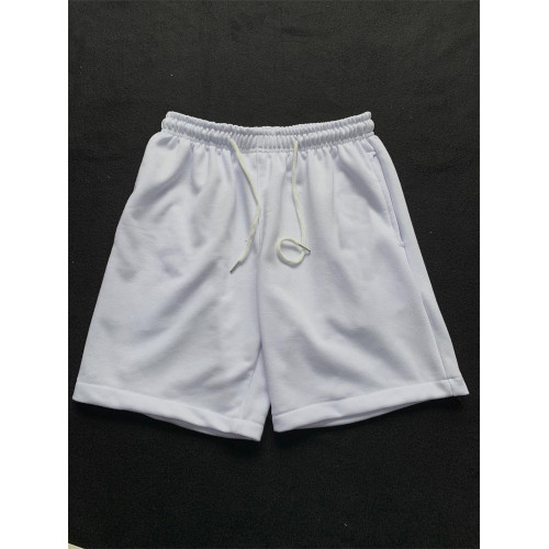 華夫格白色運動短褲男女夏季薄款純色寬鬆休閒濶腿褲男五分褲男款