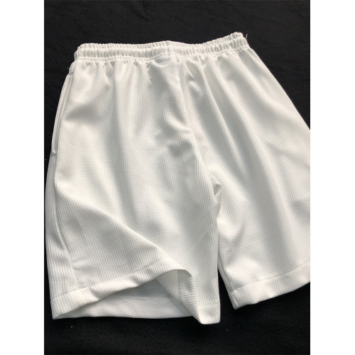 華夫格白色運動短褲男女夏季薄款純色寬鬆休閒濶腿褲男五分褲男款