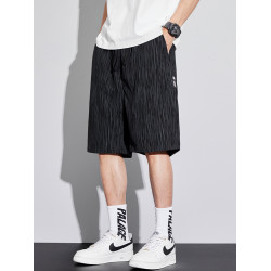 冰絲短褲男士夏季薄款速乾中褲休閒亞麻五分褲子沙灘馬褲運動潮牌