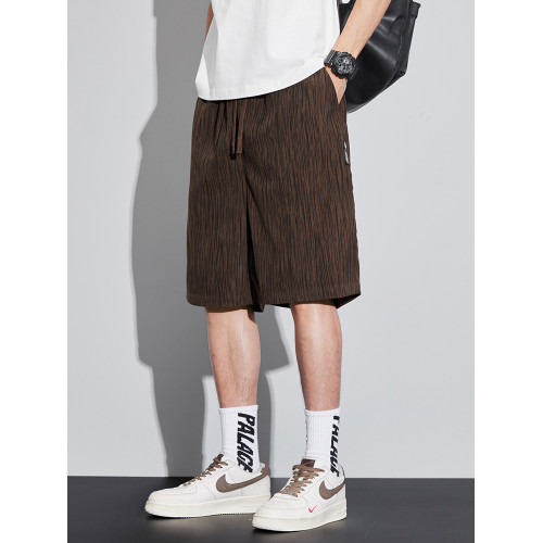 冰絲短褲男士夏季薄款速乾中褲休閒亞麻五分褲子沙灘馬褲運動潮牌