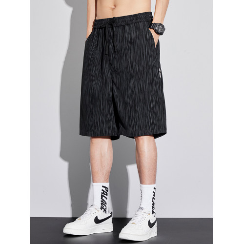 冰絲短褲男士夏季薄款速乾中褲休閒亞麻五分褲子沙灘馬褲運動潮牌