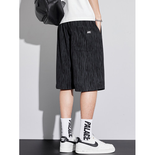 冰絲短褲男士夏季薄款速乾中褲休閒亞麻五分褲子沙灘馬褲運動潮牌