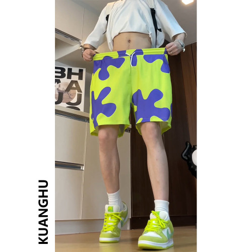 派大星短褲男睡褲潮流外穿沙灘五分褲子冰絲夏季速乾可下水花褲衩