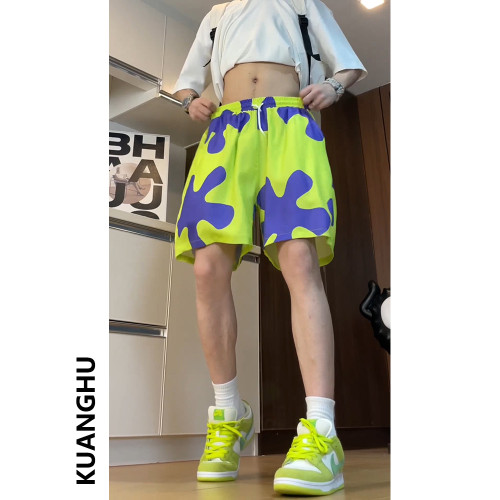 派大星短褲男睡褲潮流外穿沙灘五分褲子冰絲夏季速乾可下水花褲衩