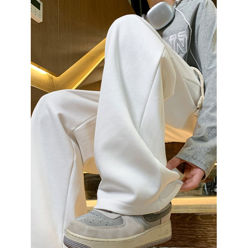 白色褲子男款秋潮流百搭直筒寬鬆濶腿褲男士大碼休閒長褲運動衛褲