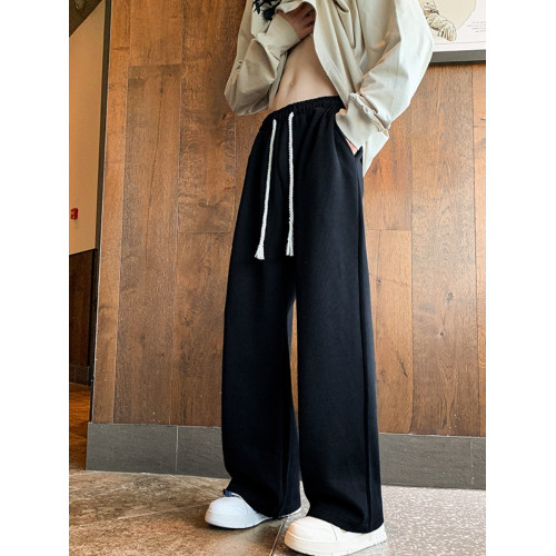 白色褲子男款秋潮流百搭直筒寬鬆濶腿褲男士大碼休閒長褲運動衛褲