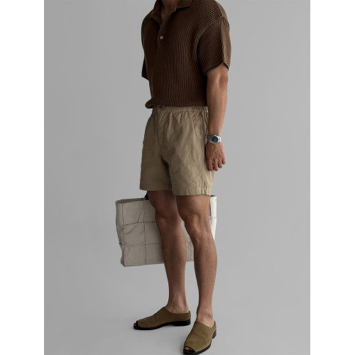 白色直筒松緊腰休閒短褲男士夏季薄款韓系四分褲休閒通勤速乾褲子