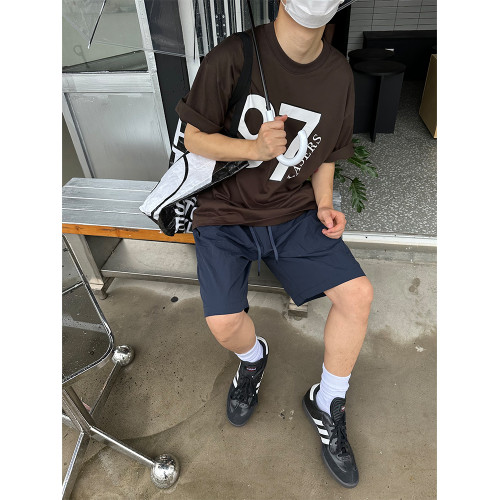 CGGA美式復古薄款速乾休閒短褲男女直筒寬鬆透氣濶腿百搭五分褲