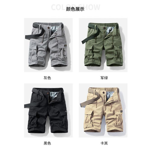 夏季男士純棉休閒五分褲工裝多口袋短褲六分寬鬆沙灘褲四分馬褲潮