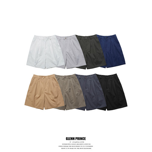 GPstudio日系復古純色多色休閒短褲男夏季百搭工裝沙灘運動五分褲