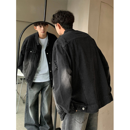 破洞牛仔外套男款秋冬2025新款美式復古痞帥男裝上衣男士工裝夾克