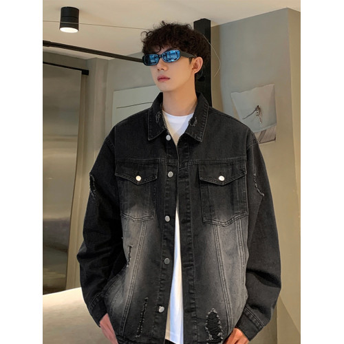 破洞牛仔外套男款秋冬2025新款美式復古痞帥男裝上衣男士工裝夾克