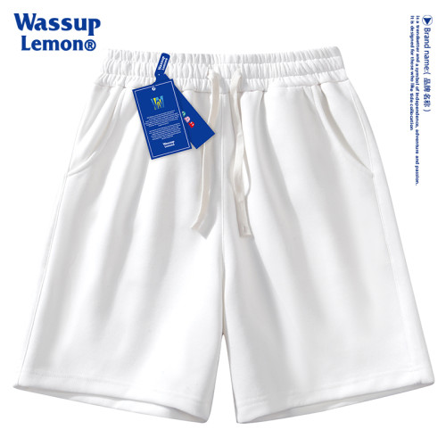 WASSUP LEMON短褲運動休閒寬鬆五分褲子男士夏季純色學生籃球衛褲