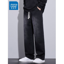 真維斯牛仔褲男士秋冬季新款黑色加絨加厚褲子休閒男褲冬直筒長褲