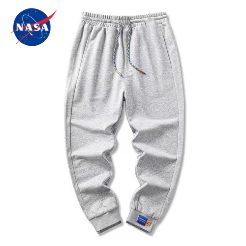 男士休閒褲子春秋季加絨加厚款2025新款純棉運動褲束腳灰色九分褲